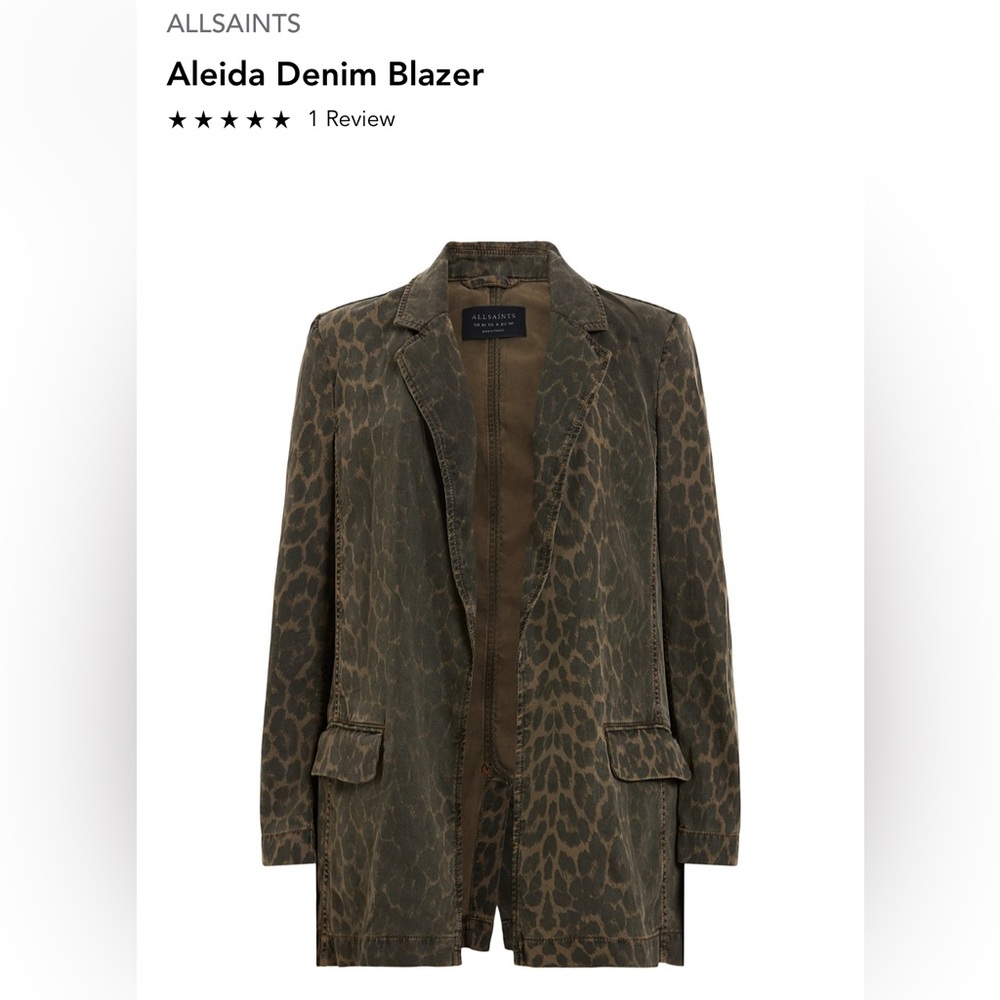 ALLSAINTS Aleida Leopard Denim Blazer